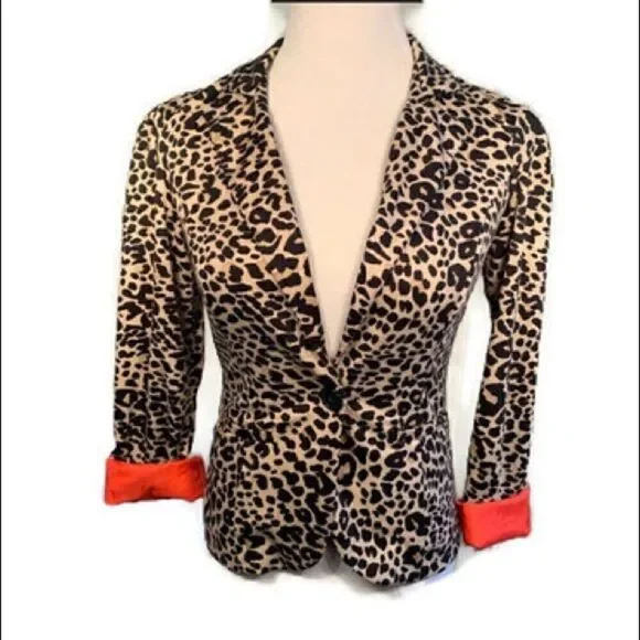 Bongo Leopard One Button Blazer Sz S - Picture 2 of 7